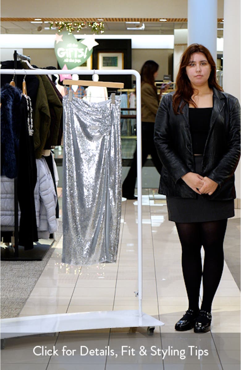 Metallic Rosette Detail Ruched Maxi Skirt, sales video thumbnail