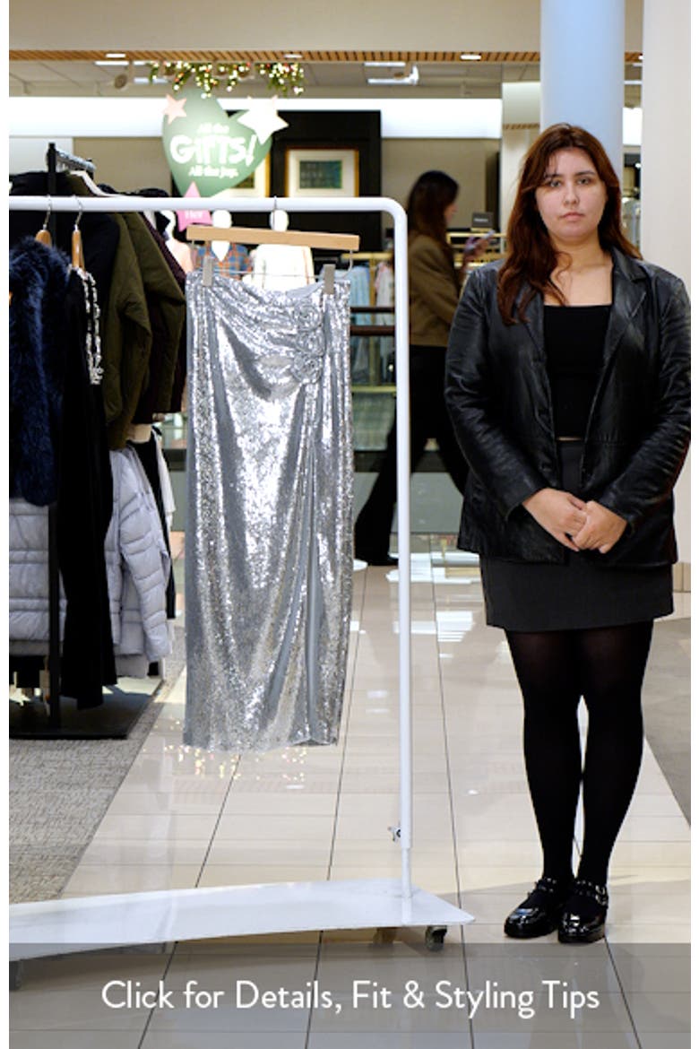 Metallic Rosette Detail Ruched Maxi Skirt video