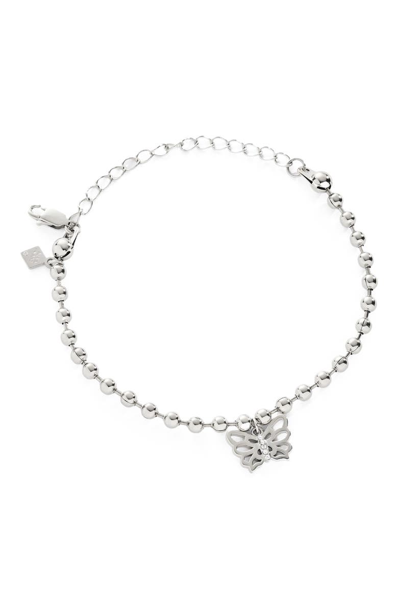 Alex and Ani Butterfly Ball Chain Bracelet, Main, color, Silver