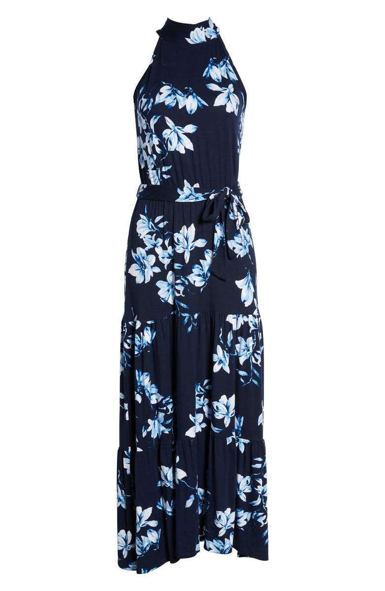 Loveappella Floral Halter Neck Knit Maxi Dress, Alternate, color, 