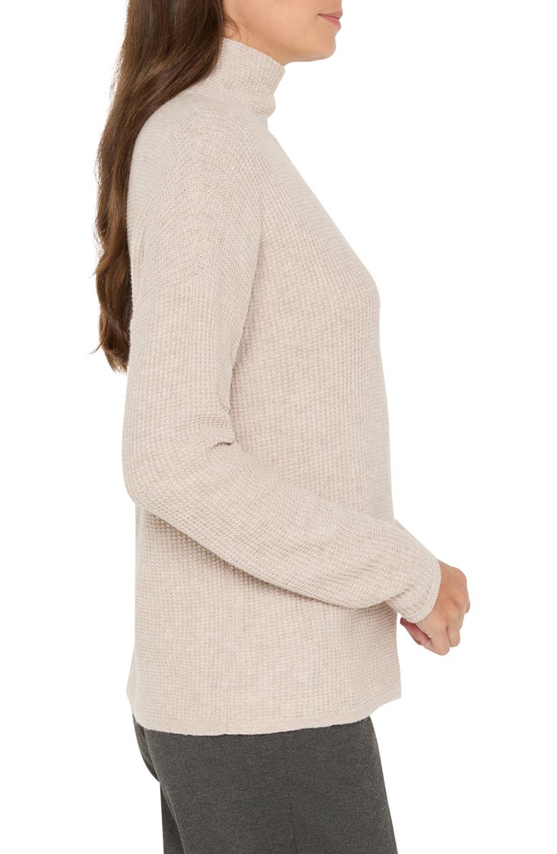NIC+ZOE Waffle Stitch Tuck Sweater, Alternate, color, Pebble