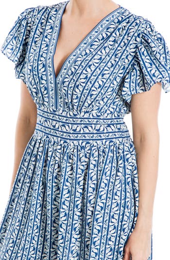 Flutter Sleeve Floral Tiered Maxi Dress