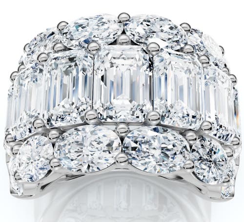 Bliss Diamond 12.30ct Diamond Wide Fashion Ring Emerald & Oval Cut Gold Lab Grown Band