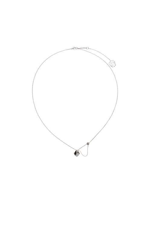 Burberry Shield Pendant Necklace In Silver/black/clear