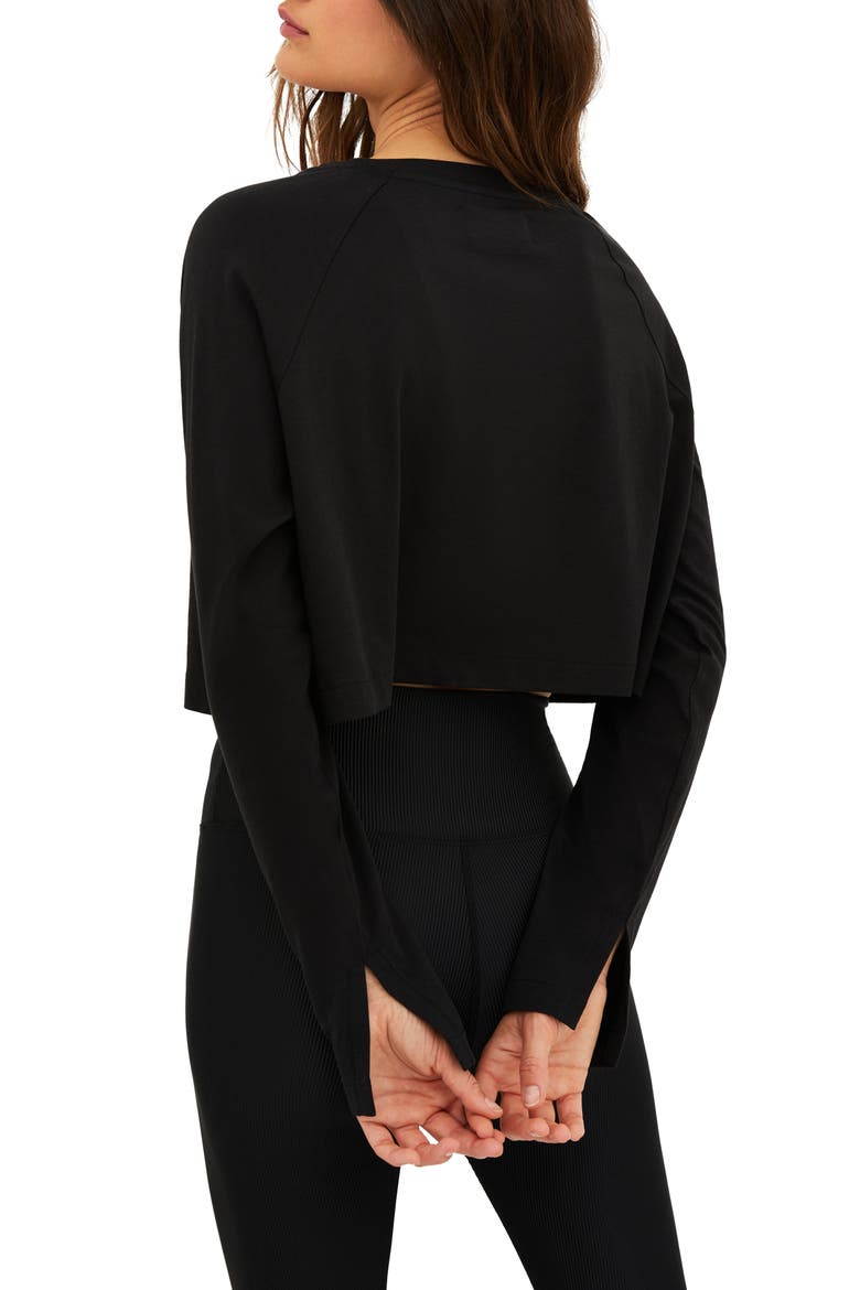June Long Sleeve Crop Top, Alternate, color, BLACK
