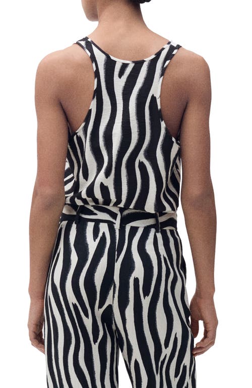 Mango Zebra Print Racerback Sleeveless Top In Black