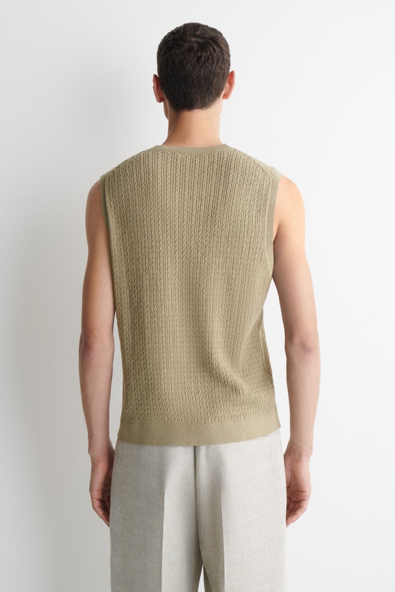 Cable-knit Cotton-linen Tank Top, Alternate, color, BEIGE