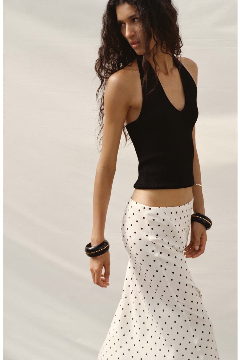 Polka Dot Maxi Skirt, Alternate, color, OFF WHITE