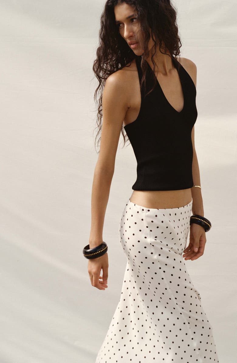 MANGO Polka Dot Maxi Skirt, Alternate, color, Off White