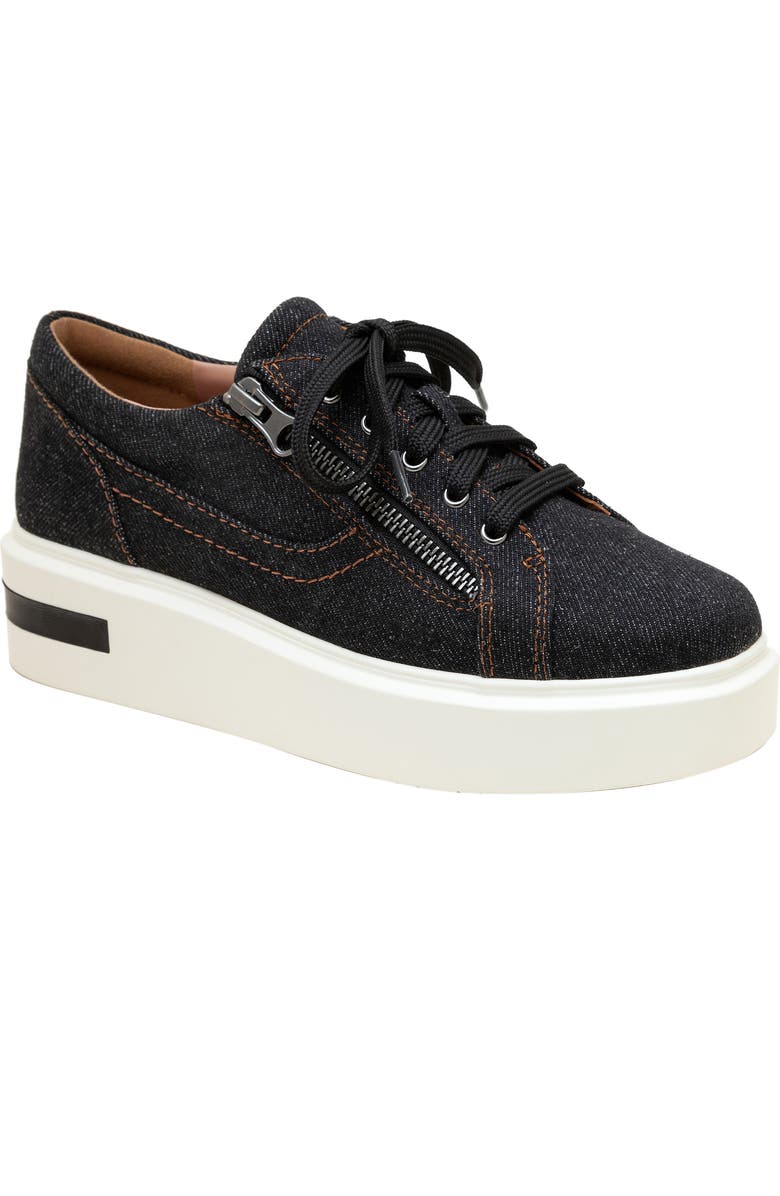 Linea Paolo Kalula Denim Zip Sneaker, Main, color, Black Denim