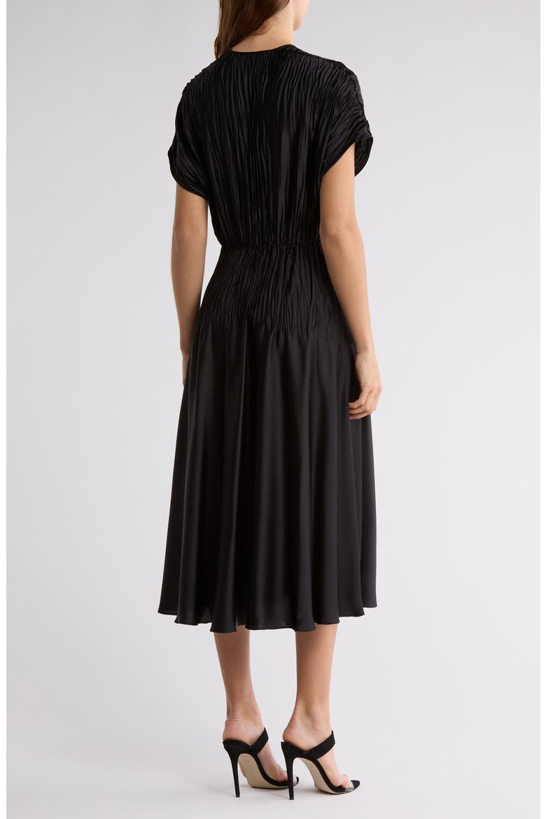 Cap Sleeve Satin Dress, Alternate, color, BLACK