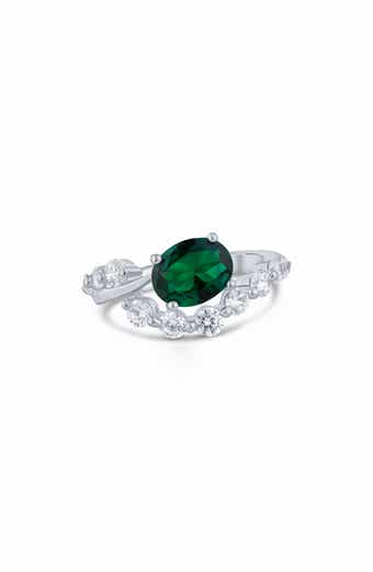 Oval Cubic Zirconia Half Border Ring