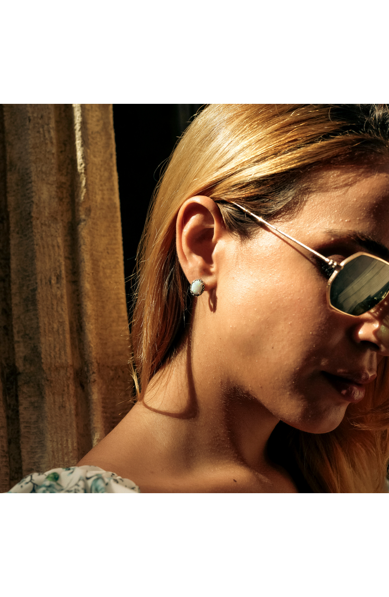 Spero London High Quality White Opal Earrings With Marcasite Gemstone, Alternate, color, Silver