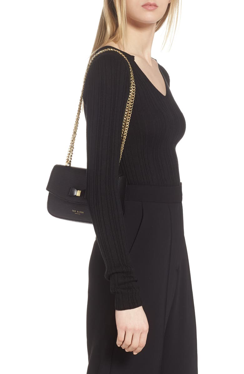 Ted Baker London Daissy Bow Mini Leather Crossbody Bag, Alternate, color,