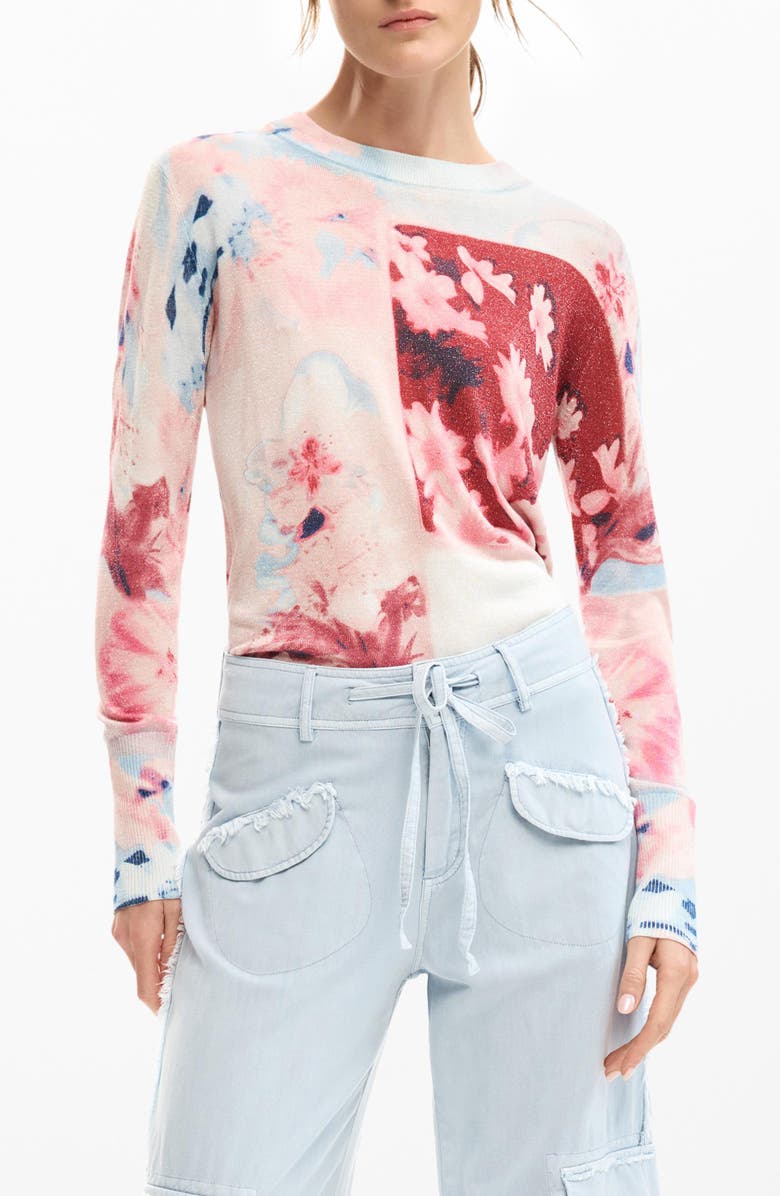 Desigual Fine Gauge Pullover, Main, color, Pink