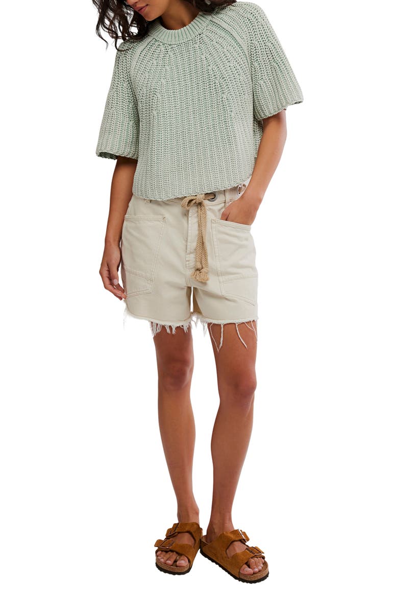 Free People Amy Short Sleeve Cotton Sweater, Alternate, color, 