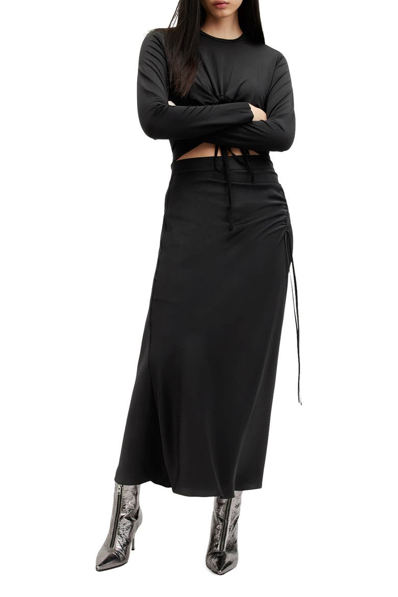 Alexia Ruched Skirt, Alternate, color, BLACK