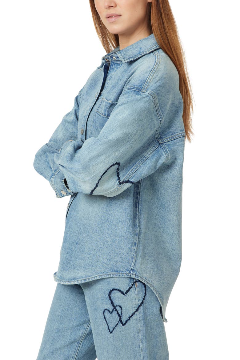 Hearted Denim Shirt Jacket, Alternate, color, AIRE