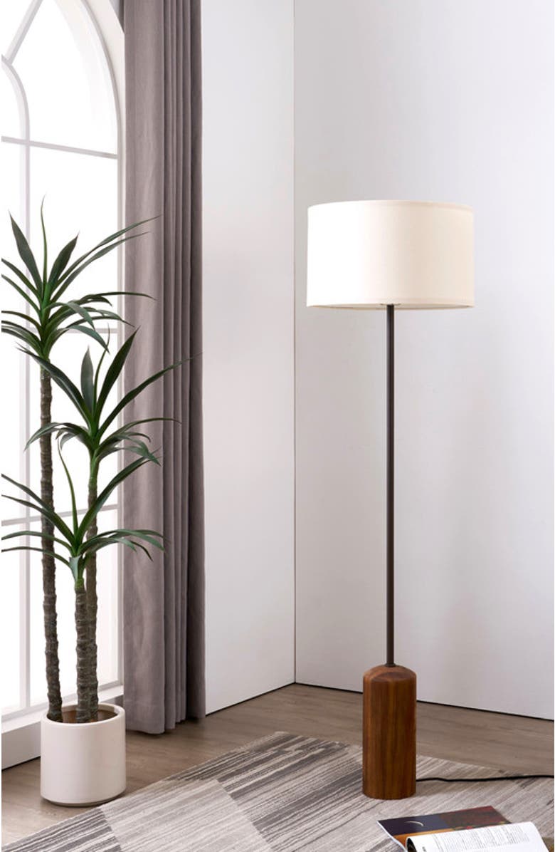 Brightech Oren 60" Modern LED Floor Lamp with Stable Wood Base in Walnut, Bulb Included, Alternate, color, Walnut