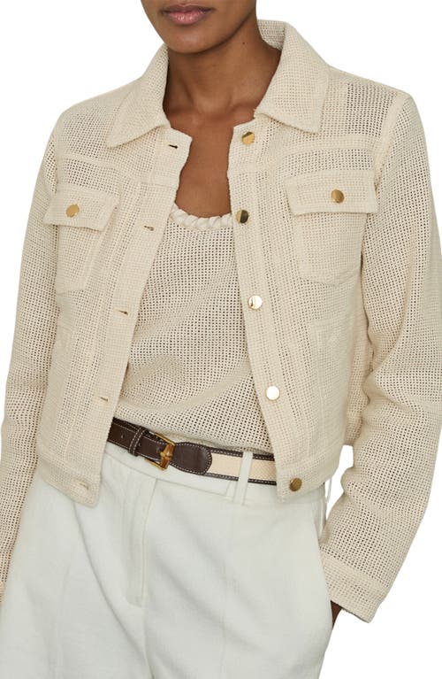 Reiss Neutral Cotton-blend Textured Trucker Jacket In Neutral