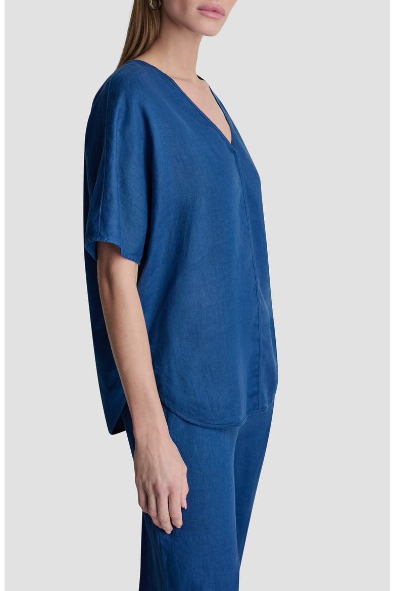 V-Neck Linen Top, Alternate, color, ADMIRAL
