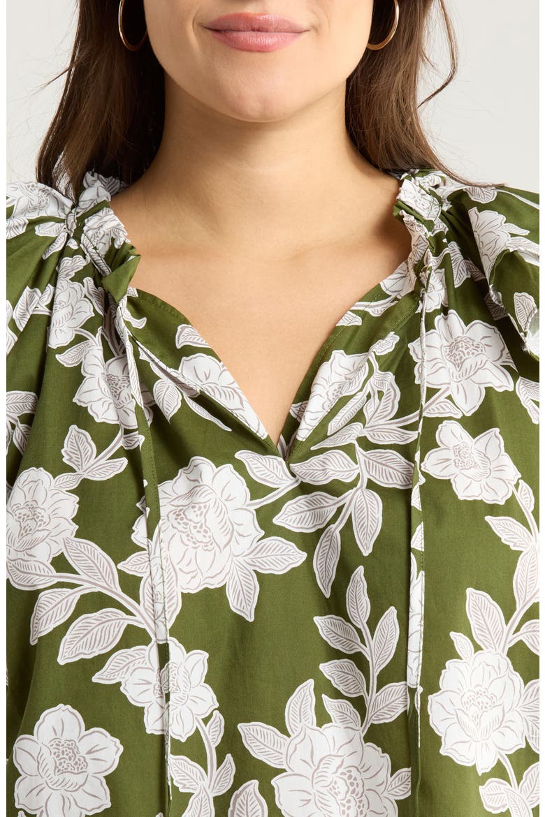 Haizley Floral Print Cap Sleeve Shirt, Alternate, color, CREAM-GREEN