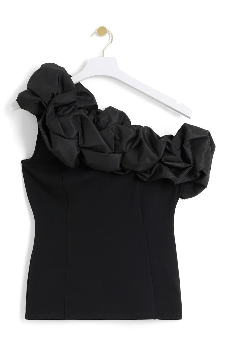 River Island Taffeta Ruffle One-Shoulder Top, Alternate, color,