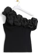 River Island Taffeta Ruffle One-Shoulder Top