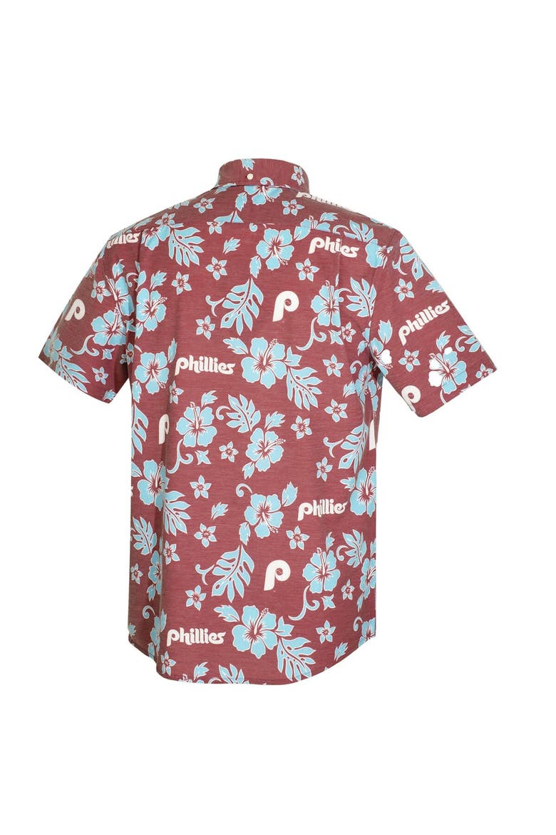 Men's Reyn Spooner  Maroon Philadelphia Phillies Cooperstown Kekai Performance Button-Down Tri-Blend Top, Alternate, color, Maroon