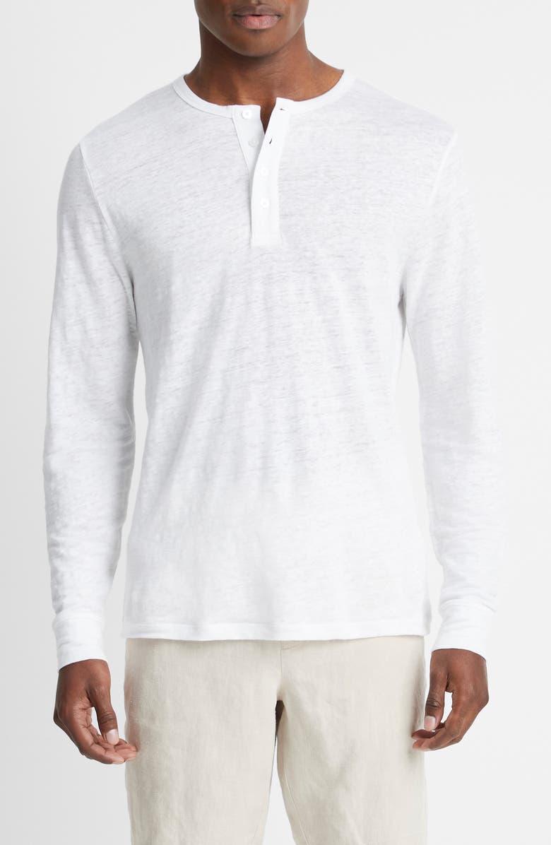 Vince Long Sleeve Linen Henley, Main, color,