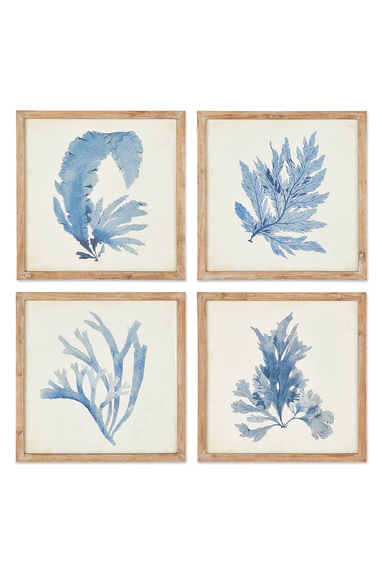 Framed Coral Watercolor Prints Set of 4, Main, color, Blue