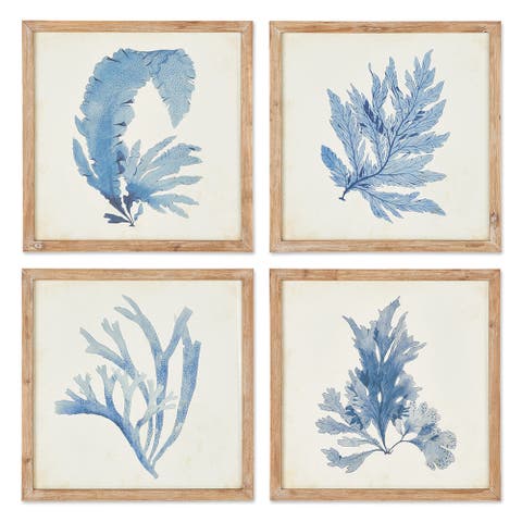 Framed Coral Watercolor Prints Set of 4