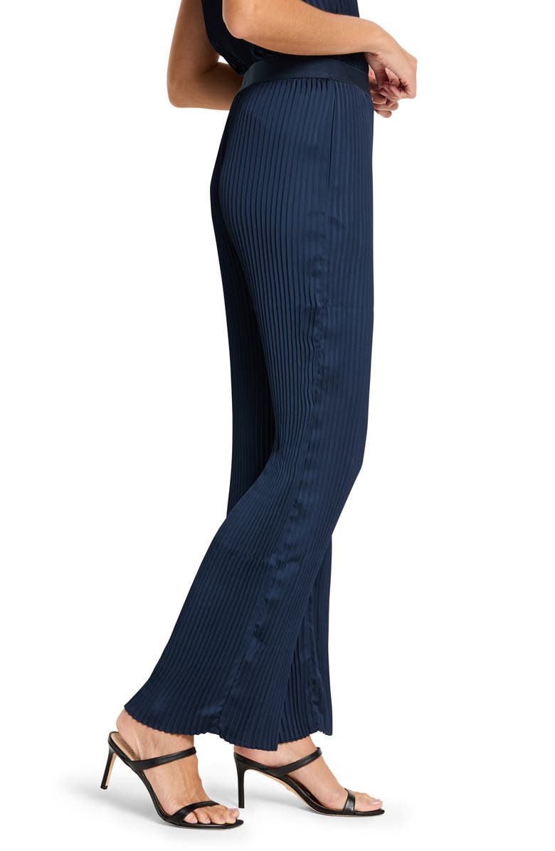 NIC+ZOE Crinkle Plissé Crepe Wide Leg Pants, Alternate, color, Dark Indigo