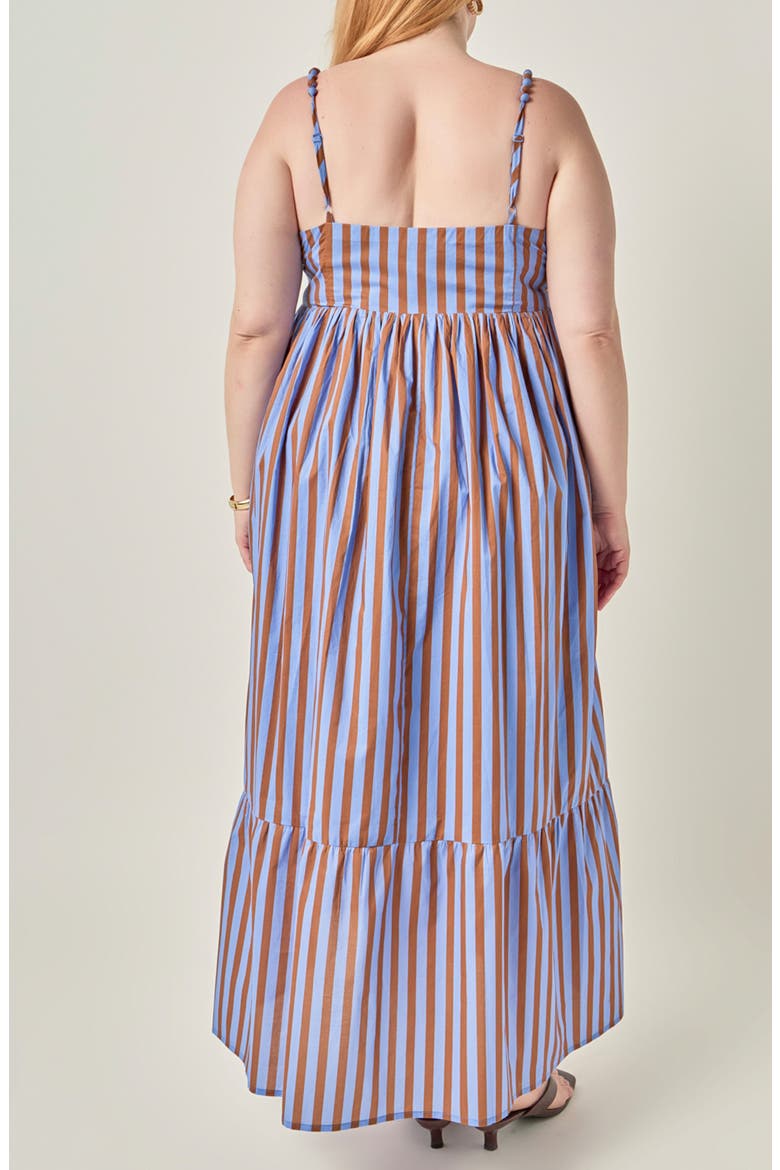 Striped Cotton Maxi Dress, Alternate, color, BLUE/ BROWN STRIPE