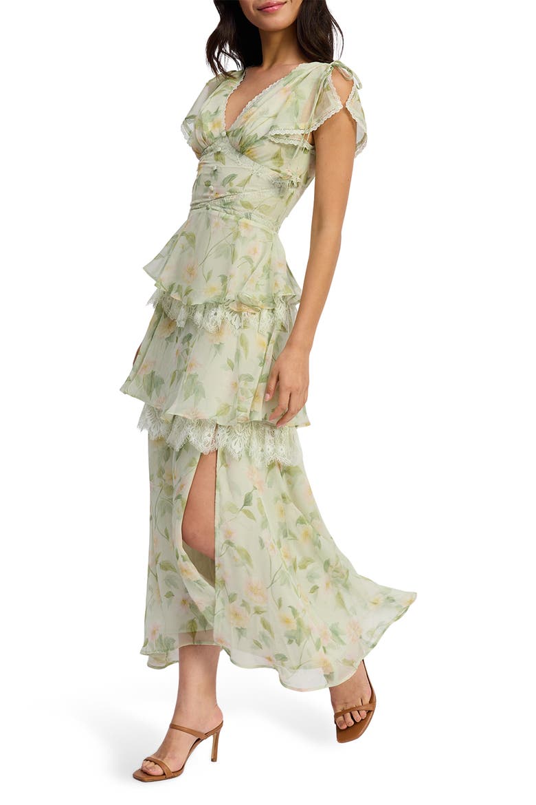 Paloma Floral Maxi Dress, Alternate, color, SAGE PINK YELLOW