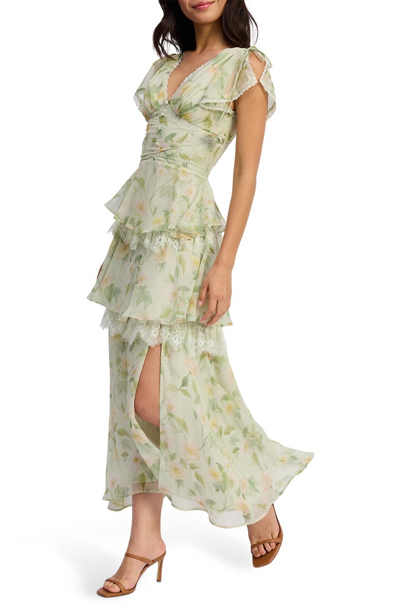 En Saison Paloma Floral Maxi Dress, Alternate, color, Sage Pink Yellow