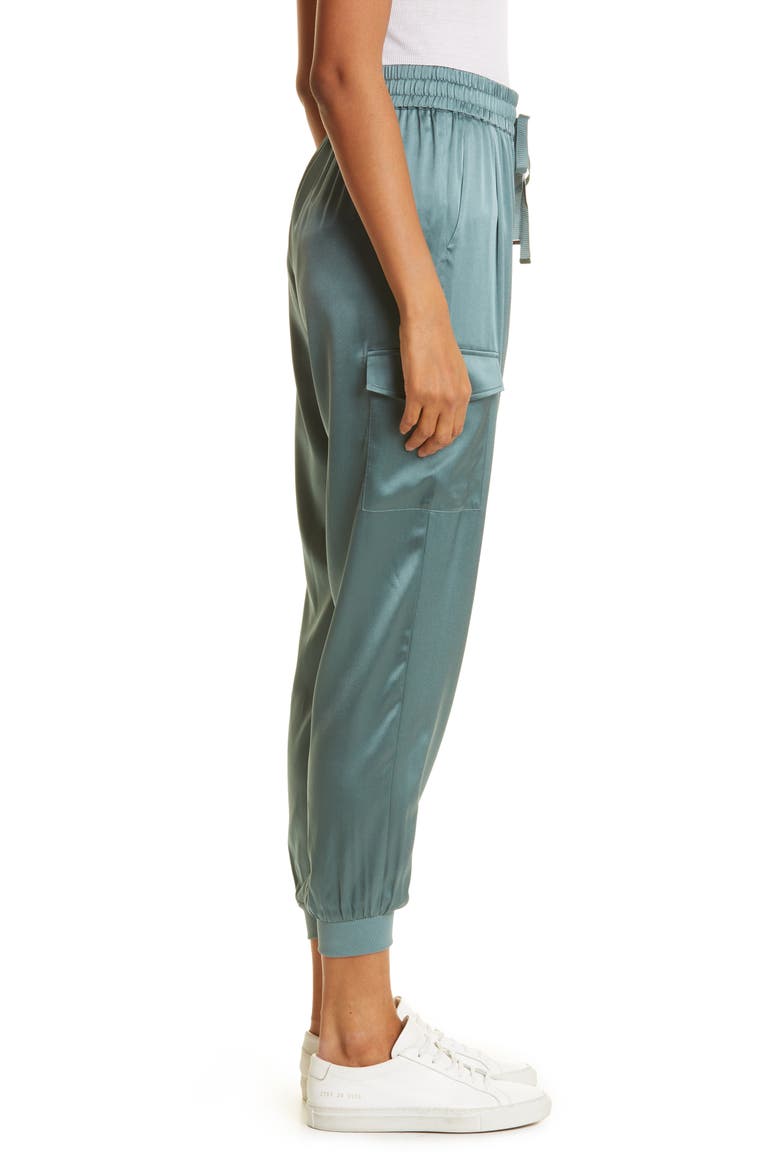 Elsie Stretch Silk Joggers, Alternate, color, TEAL