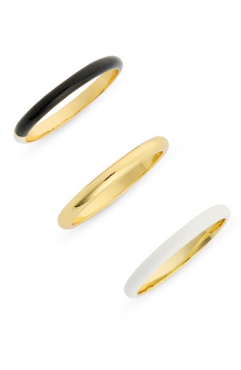 Shop Madewell Colorblock 3-piece Enamel Ring Set In Antique Cream