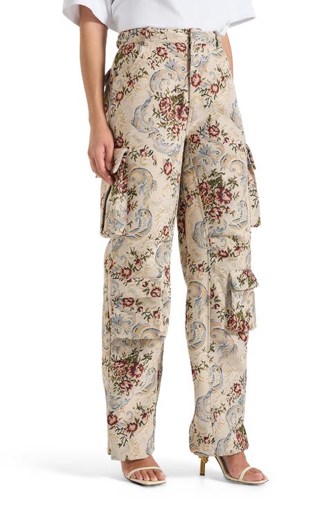 Emilie High Waisted Tapestry Cargo Pants
