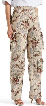 Manière De Voir Emilie High Waisted Tapestry Cargo Pants