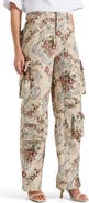 Manière De Voir Emilie High Waisted Tapestry Cargo Pants