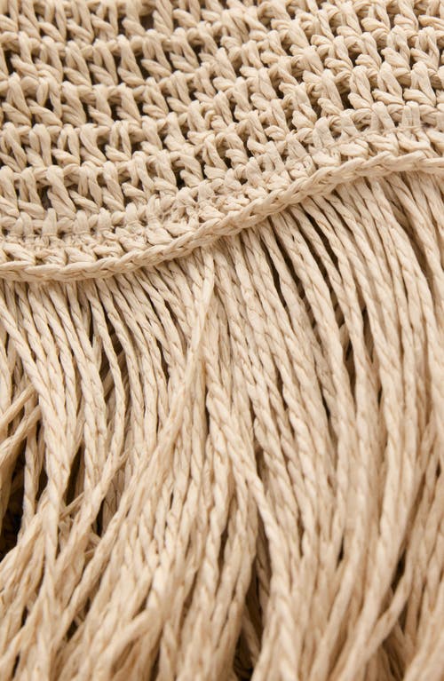 Mango Natural Fiber Envelope Clutch With Fringe