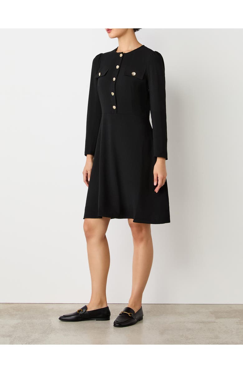 Finery London Evie Long Sleeve Crepe Short Dress, Alternate, color, Black