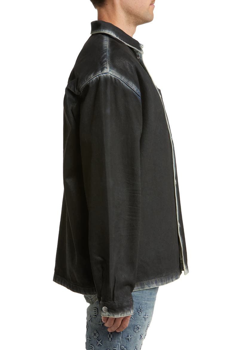 Coated Denim Shirt Jacket, Alternate, color, BLACK