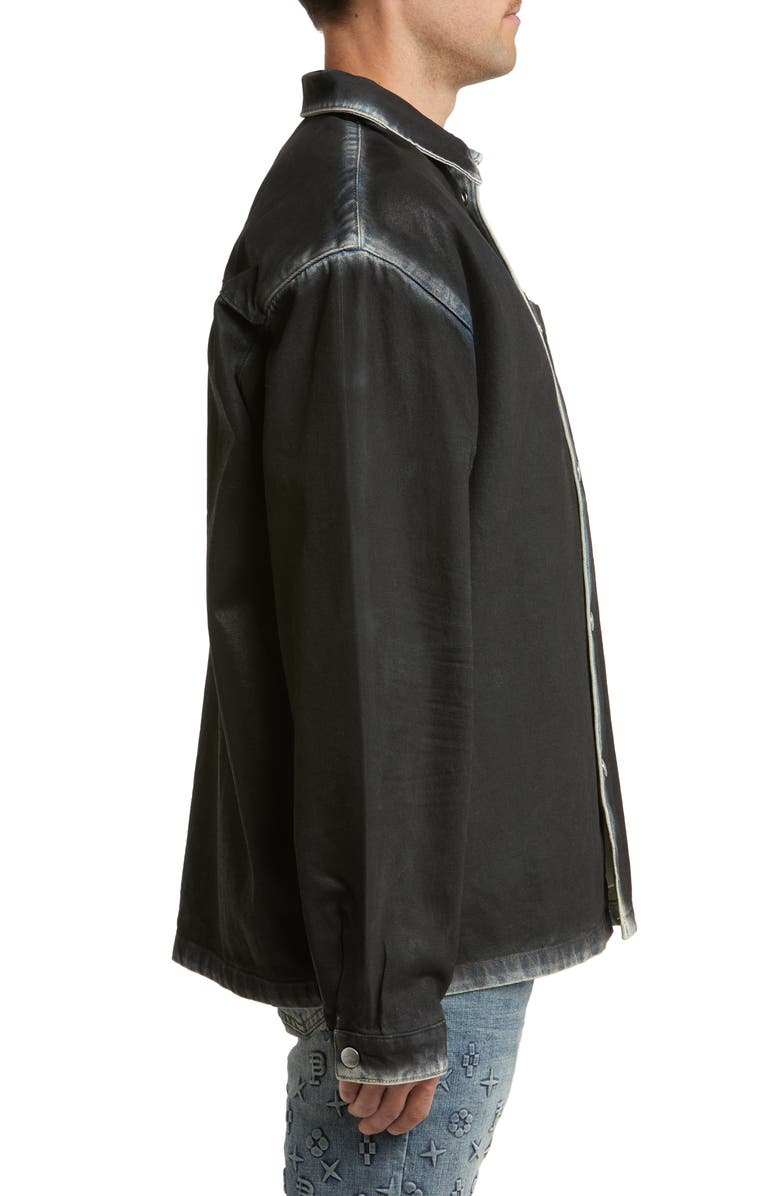 PURPLE BRAND Coated Denim Shirt Jacket, Alternate, color, Black