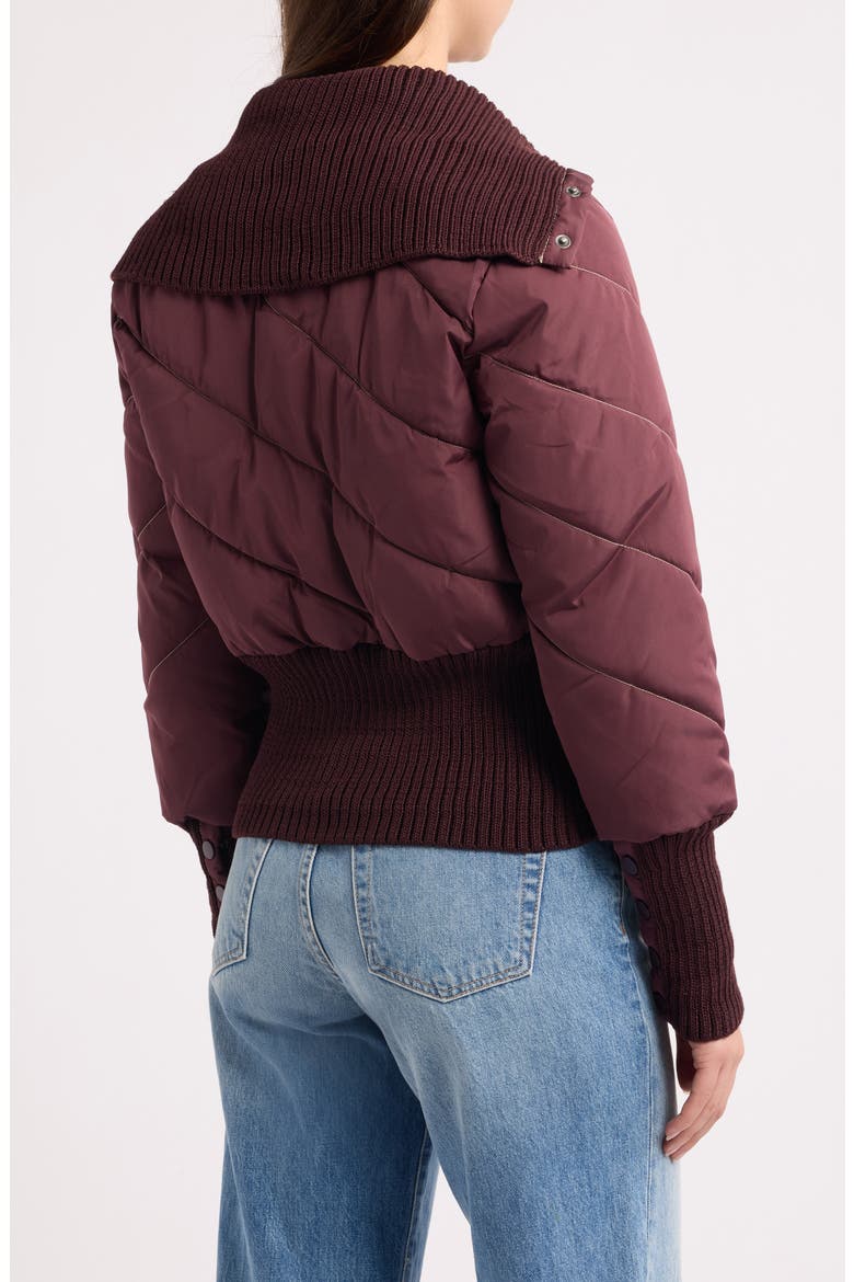 Asymmetrical Quilted Puffer Jacket, Alternate, color, ROSE