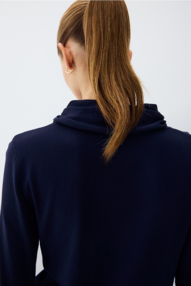 Scarf-collar Jumper, Alternate, color, Navy blue