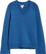 Caslon® Oversize V-Neck Cotton Sweater
