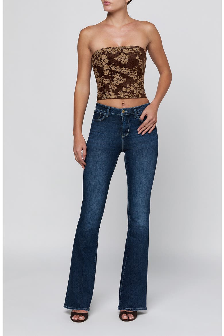 Paulette Strapless Crop Corset Top, Alternate, color, BROWN FLORAL TAPESTRY