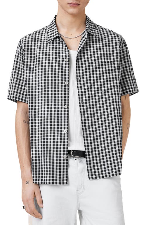 Shop Allsaints Tawney Check Short Sleeve Button-up Shirt In Black